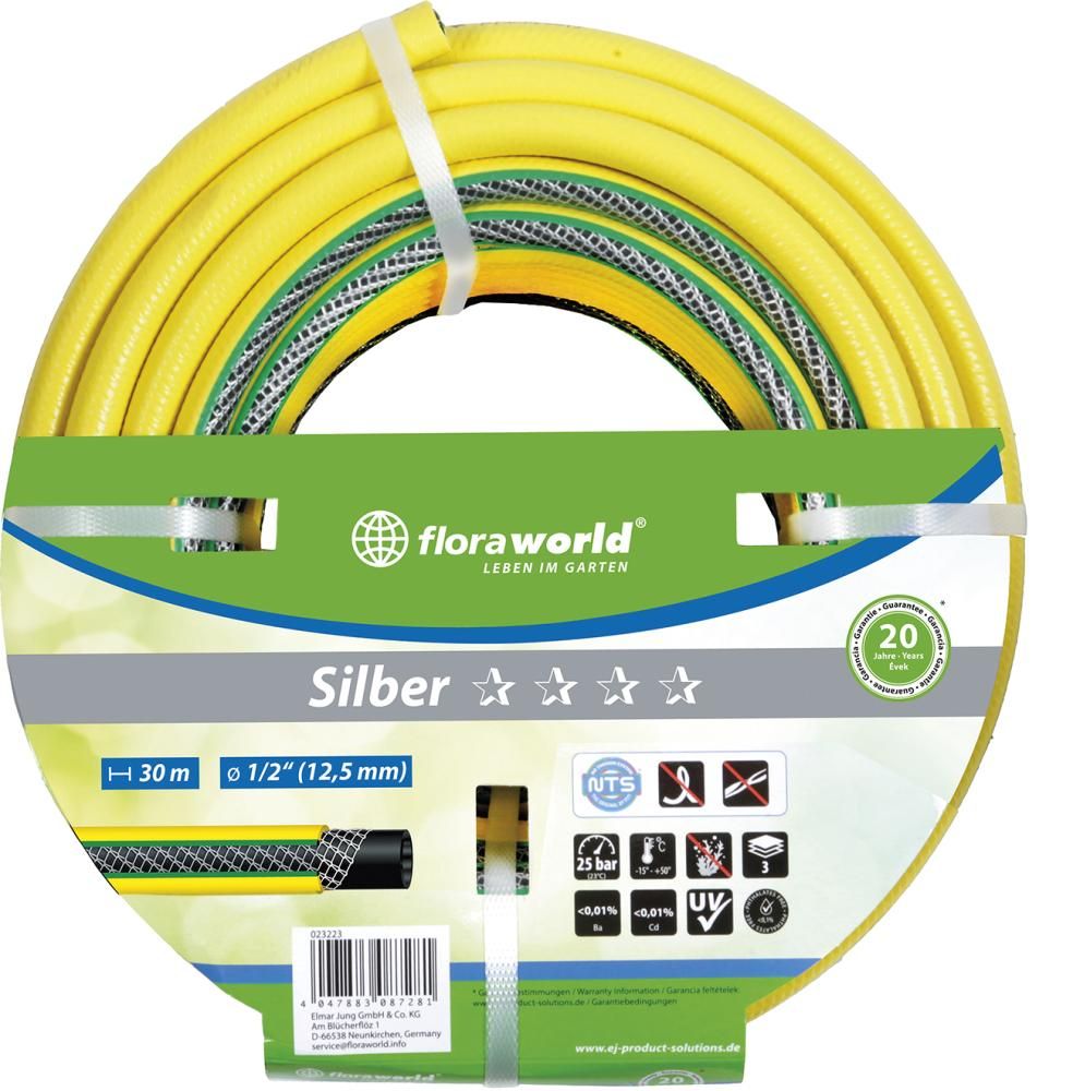 Gartenschlauch Silber1/2"30m,NTS-Gew,phtalat-frei