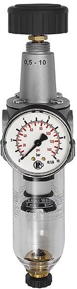Filterdruckregeler BR Standard, G1/2" DN15, BG 3, PC-Behälter, 5µm, 0,5-10bar, RIEGLER