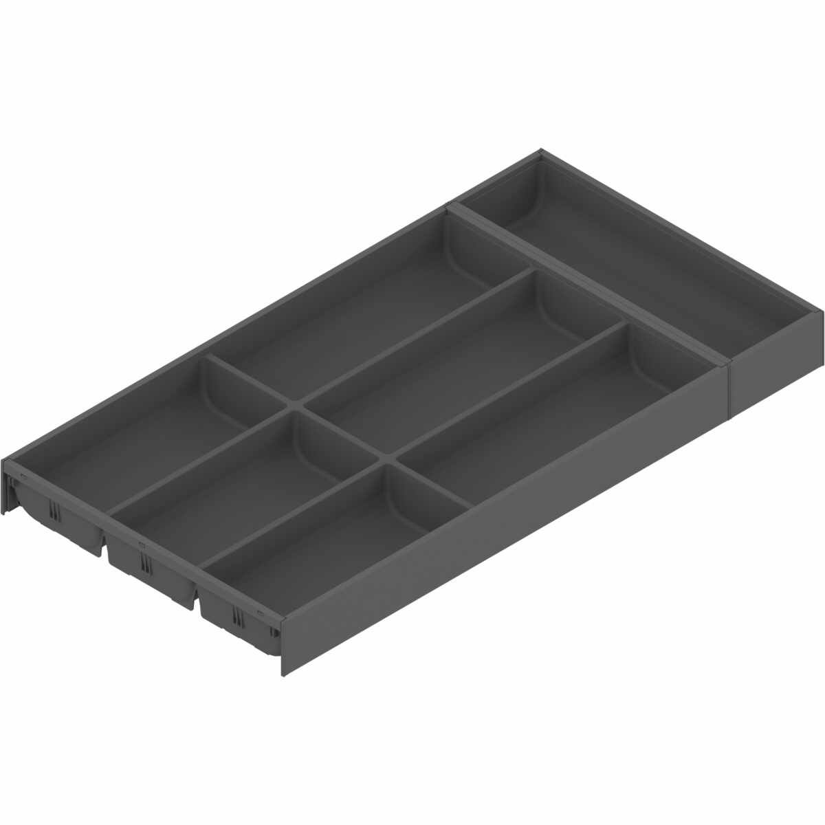 AMBIA-LINE Besteckeinsatz, für LEGRABOX/MERIVOBOX Schubkasten, Kunststoff / Stahl, 7 Besteckfächer, NL=600 mm, Breite=300 mm, oriongrau matt