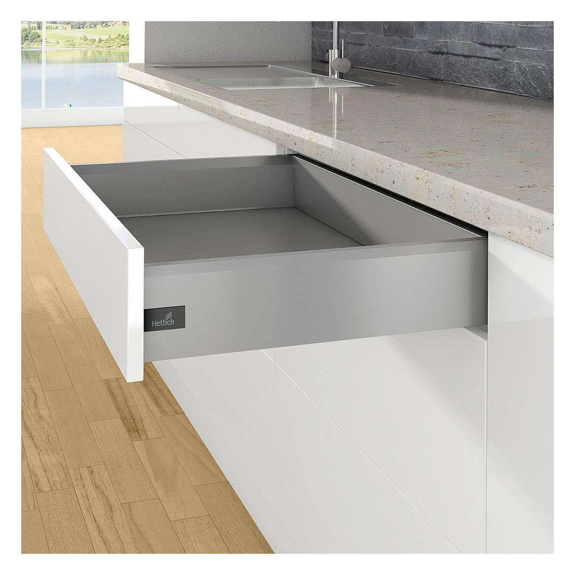 HETTICH Stahlschubkastenzargen Set ArciTech silber