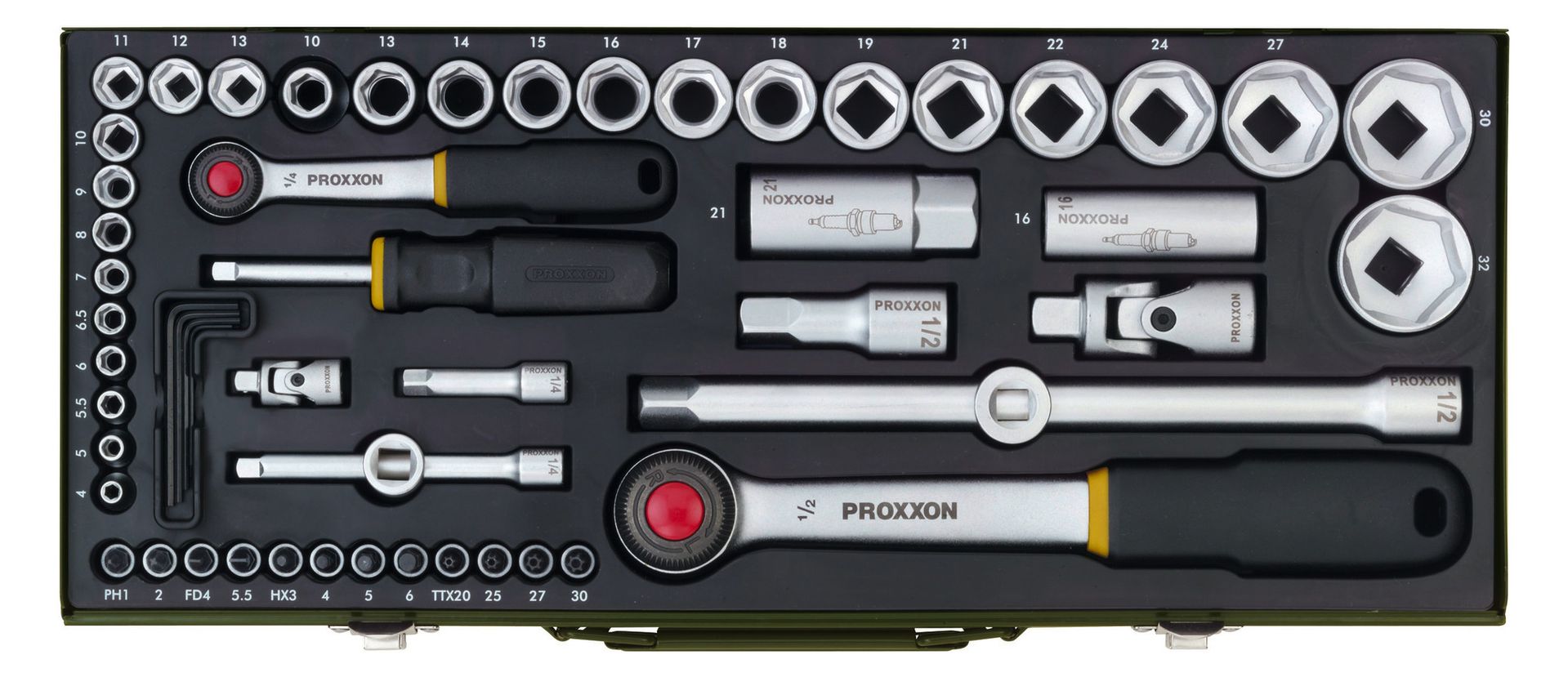 PROXXON Steckschlüsselsatz, 1/4" + 1/2"
