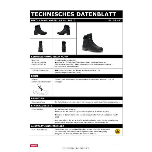 ELTEN Damen-NIKOLA Sicherheitsstiefel Mid S2 ESD, Schwarz, Gr. 40