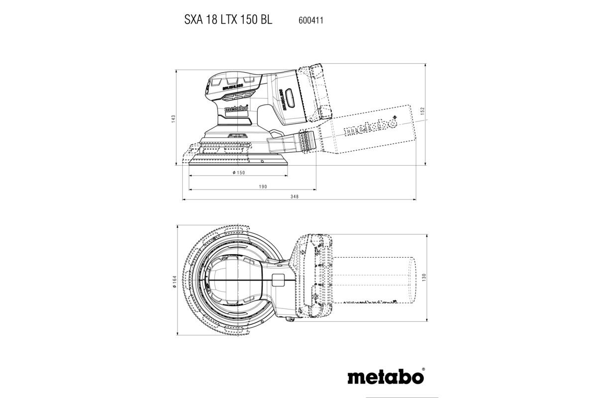Akku-Exzenterschl. solo SXA 18 LTX 150 BL Metabo ohne Akku ohne Ladegerät metaBOX