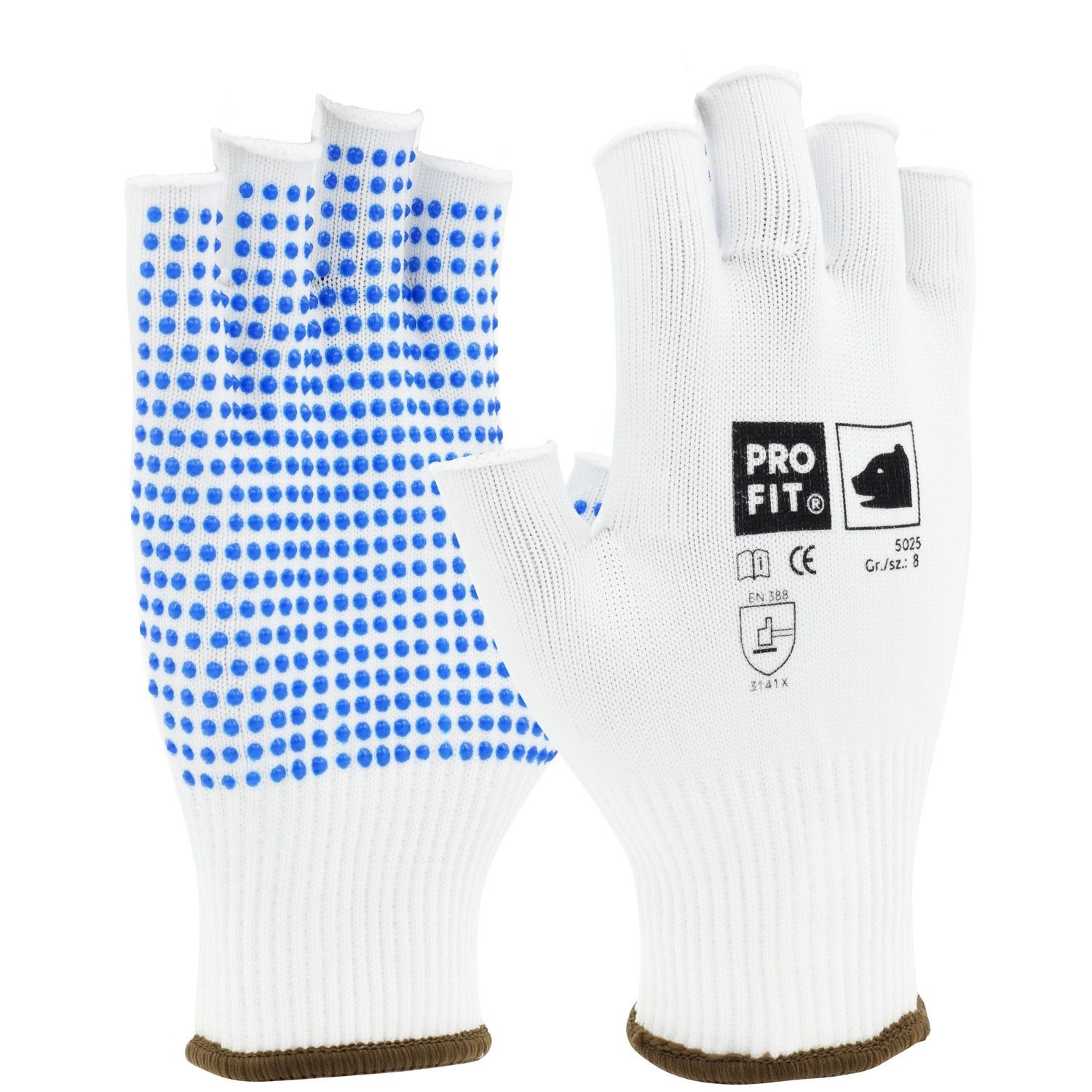 Strickhandschuhe, fein,fingerlos, einseitig Noppen 10