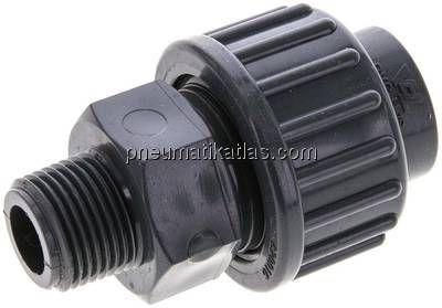 Klebe-/Gewindeverschraubung, PVC-U/ EPDM, 16mmxG 3/8" AG