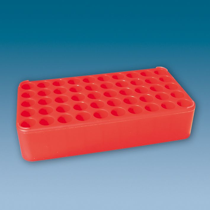S-Monovette-Rack D 17, rot,50 Bohrungen Ø 17 mm, ohne Griffe