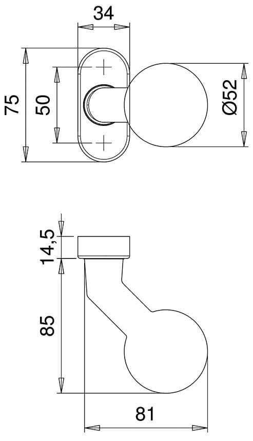 Knopf, Ares 2033/4020, F1 eloxiert,o. No.