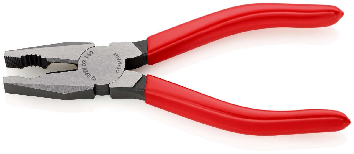 KNIPEX 03 01 160 Kombizange mit Kunststoff überzogen schwarz atramentiert 160 mm