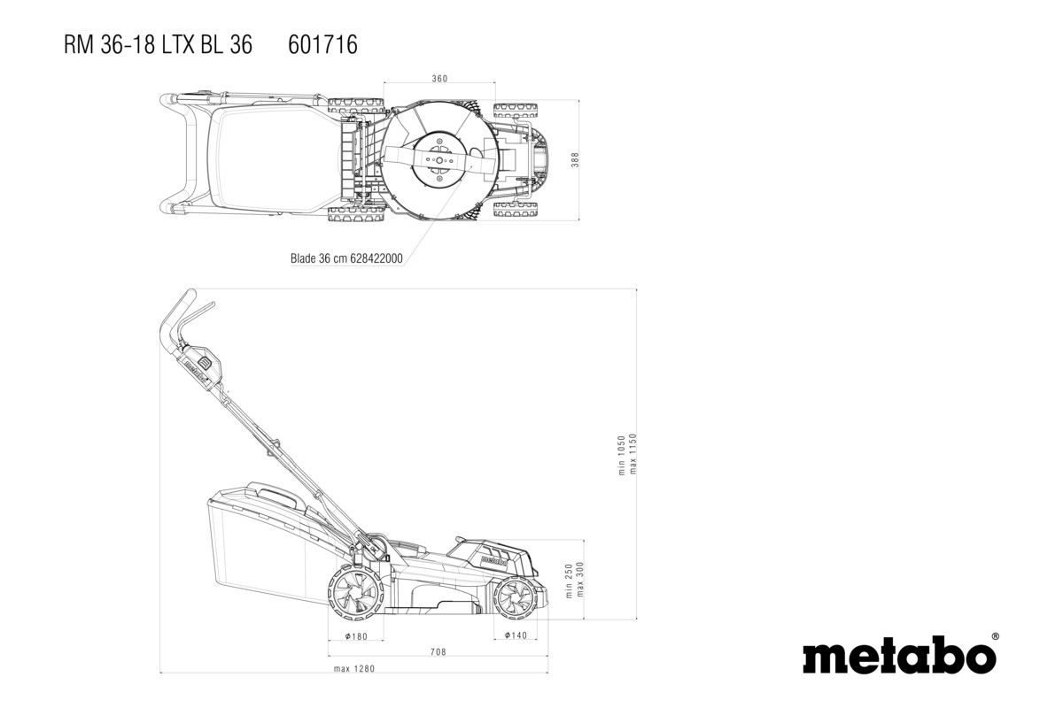 Akku-Rasenmäher solo RM 36-18 LTX BL 36 Metaboohne Akku ohne Ladegerät Karton