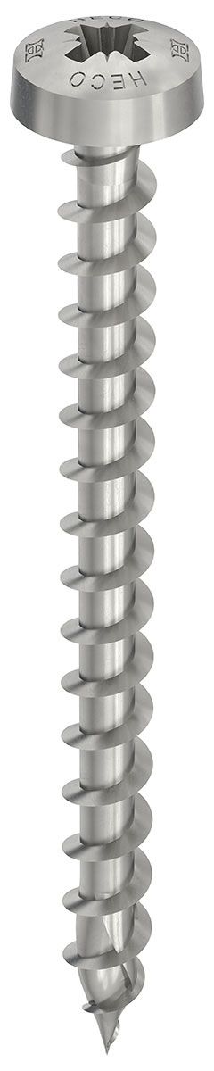 HECO-TOPIX-plus A2 4,0 x 30, Rundkopf, Pozi-Drive, Variables Vollgewinde, blank, gleitbeschichtet, 200 Stück, SKV-Kleinverpackung