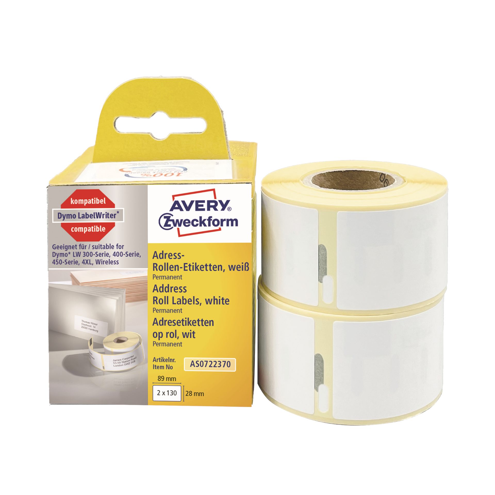 Etikett 89x28mm 130 St./Rl. 2 Rl./Pack.