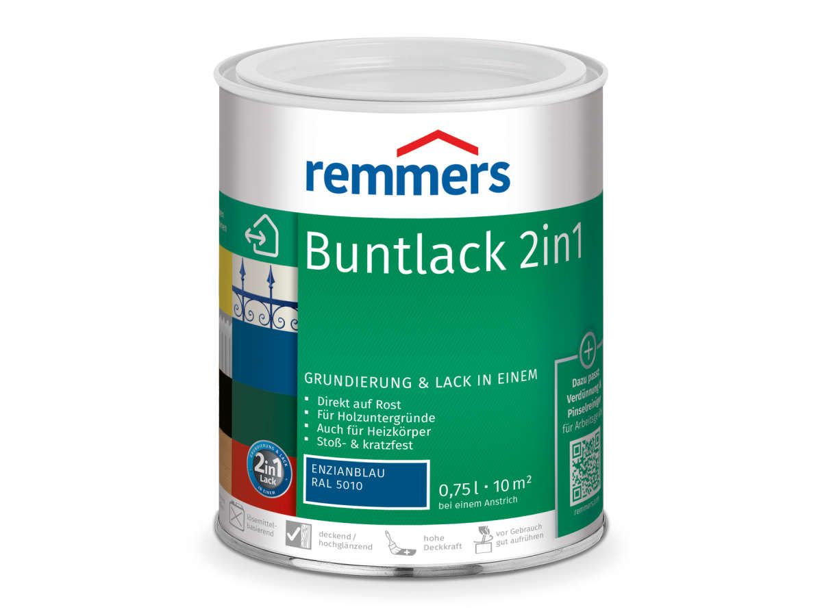 Buntlack 2in1 enzianblau (RAL 5010) 0.75 l