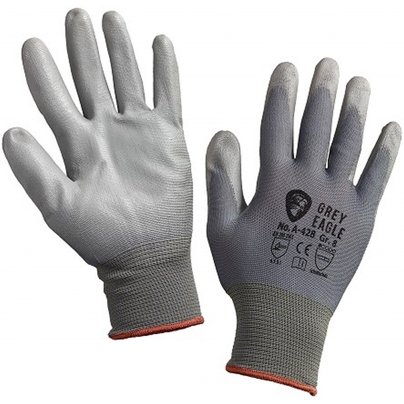 GREY EAGLE MONTAGEHANDSCHUH A428 Nylon/PU, 15G, grau, Gr. 6