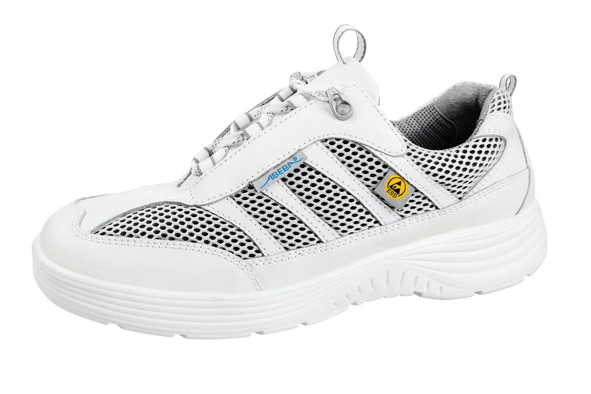 Abeba Schnürschuh Sicherheitshalbschuh S1, Weiß, Gr. 41
