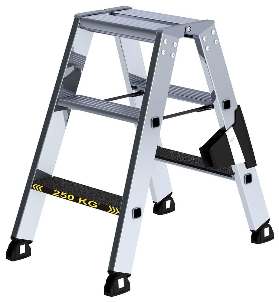 Alu-Stehleiter 250 kg 2x3 Stufen clip-step R13 Gesamthöhe 0,67 m Arbeitshöhe bis 2,20 m