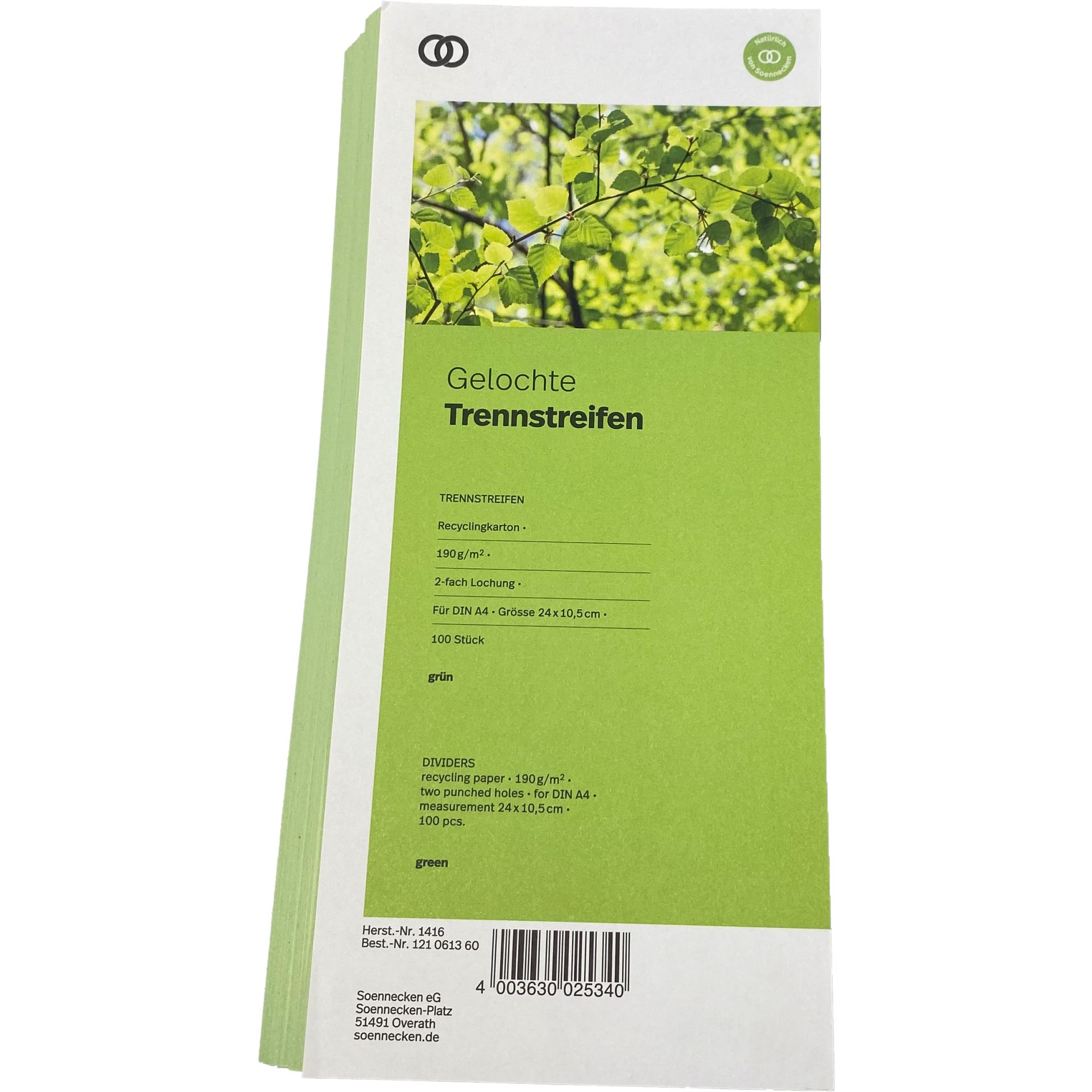 Trennstreifen oeco 10,5x24cm grün 100St.