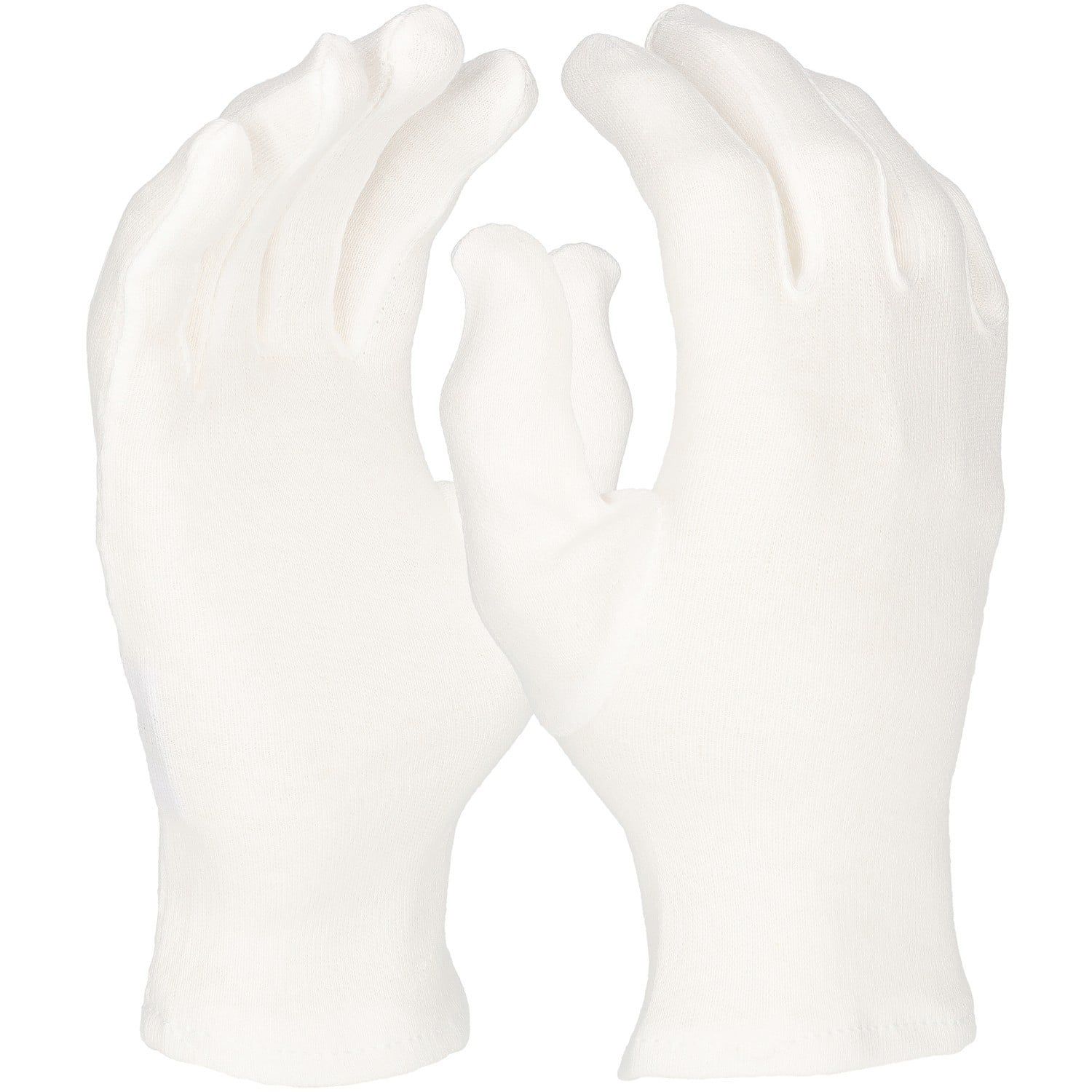 Baumwoll-Trikot-Handschuh, reinweiß,Schichtel, schwere Qualität, gesäumt 10