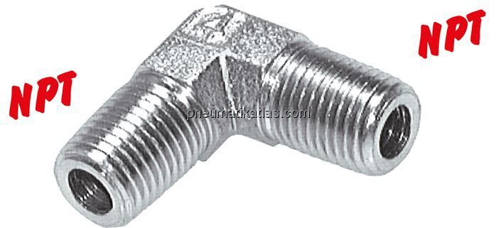 Hochdruck-90°-Winkel NPT 1/4" (AG), Stahl verzinkt