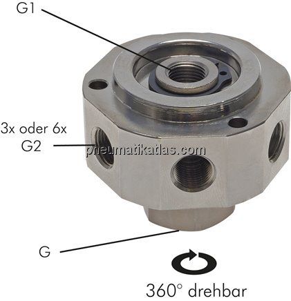 Drehverteiler G 3/8"-3 x G 1/4", 3-fach, Standard