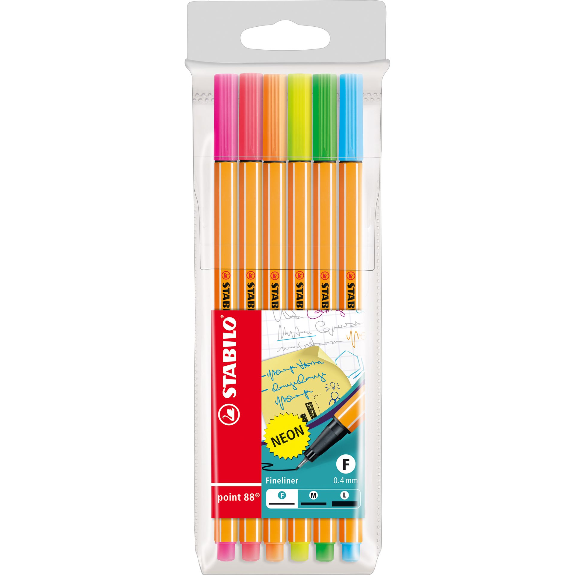 Fineliner point 88 0,4mm neonfarbig sortiert 6 St.