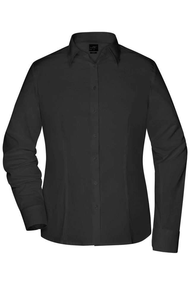 Ladies`Shirt Slim Fit Modisch tailliertes Cityhemd und Damenbluse schwarz, Gr. XS