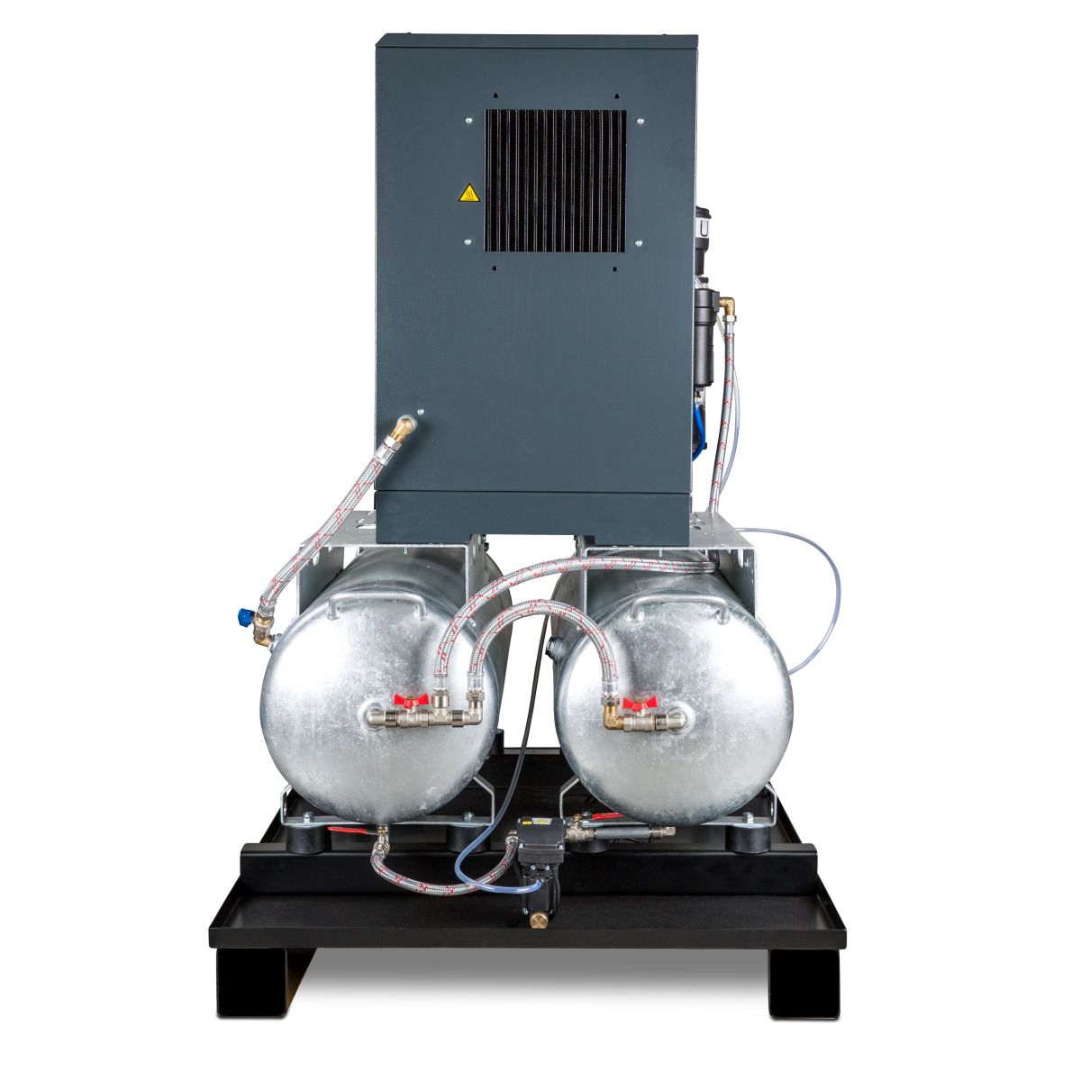 Druckluft-Zentrale mit 2x100 l Behälter, Kältetrockner, automatischem Kondensatableiter, Vorfilter und Kondensataufbereiter zur Ölwasser-Trennung Airc