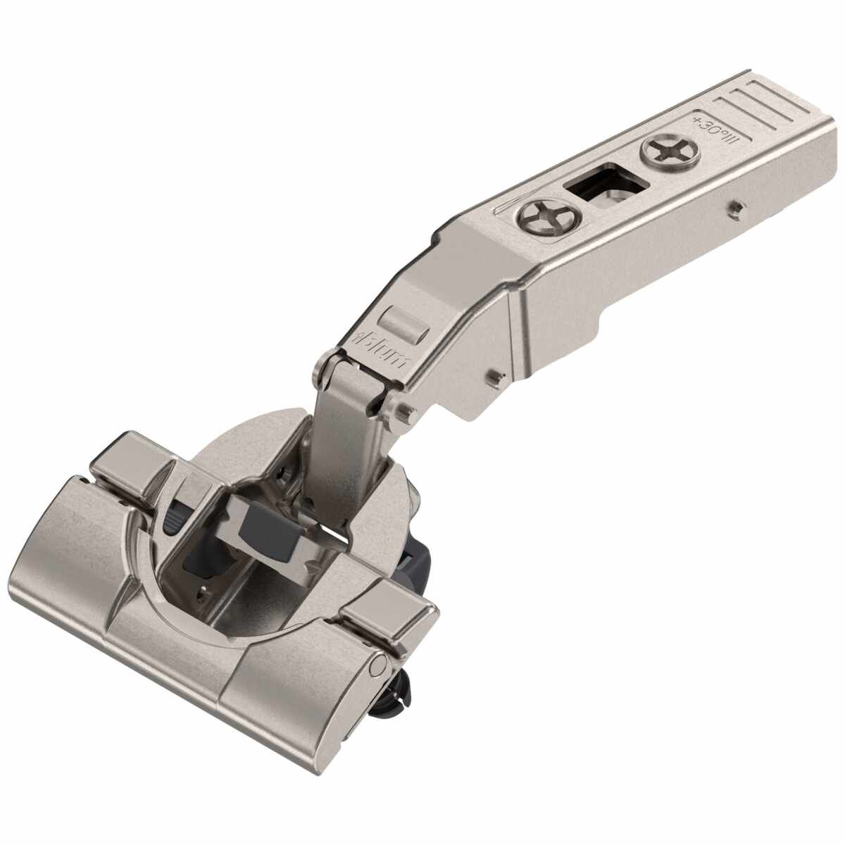 CLIP top BLUMOTION Winkelscharnier 30° III，max. aufschl., Topf: werkzeuglos mit INSERTA, vernickelt