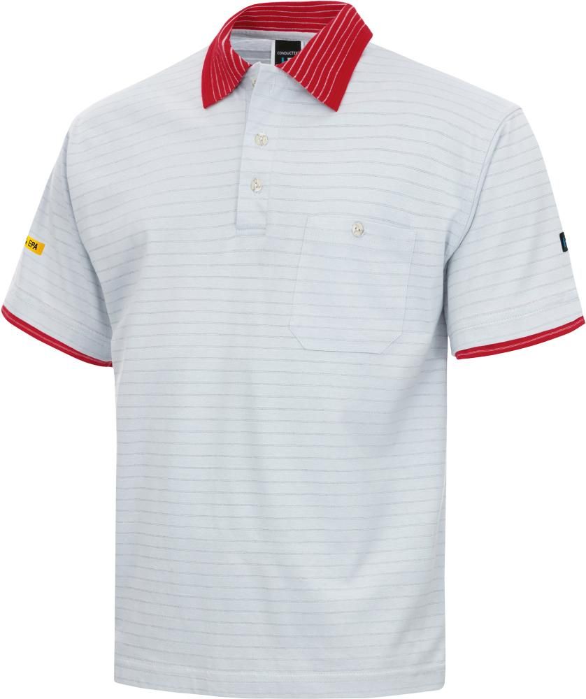 Poloshirt KA Conductex Cot.ESD,L,silbergr./rot