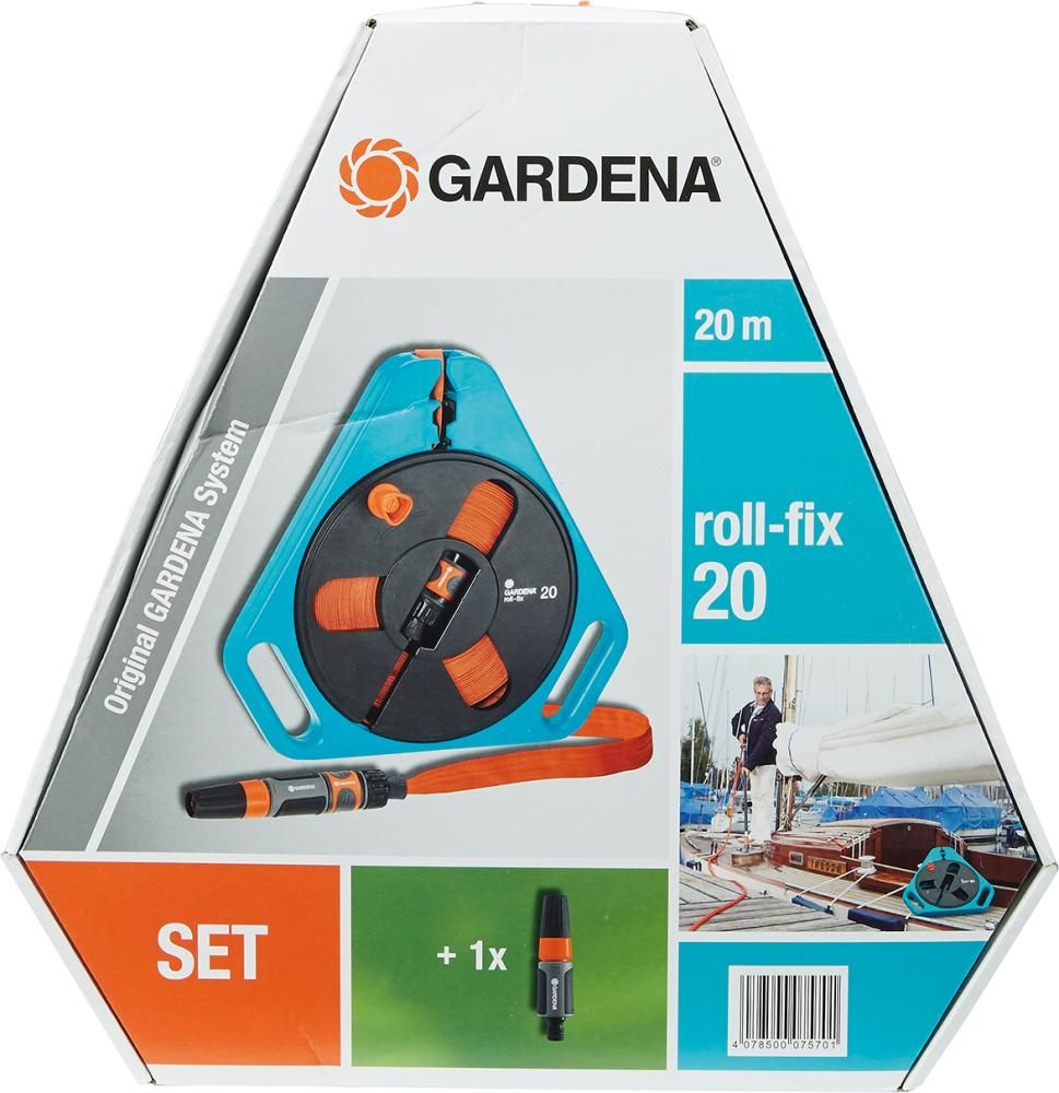 Roll-Fix-Flachschlauch 20 m, mit Kassette+Armat.Gardena