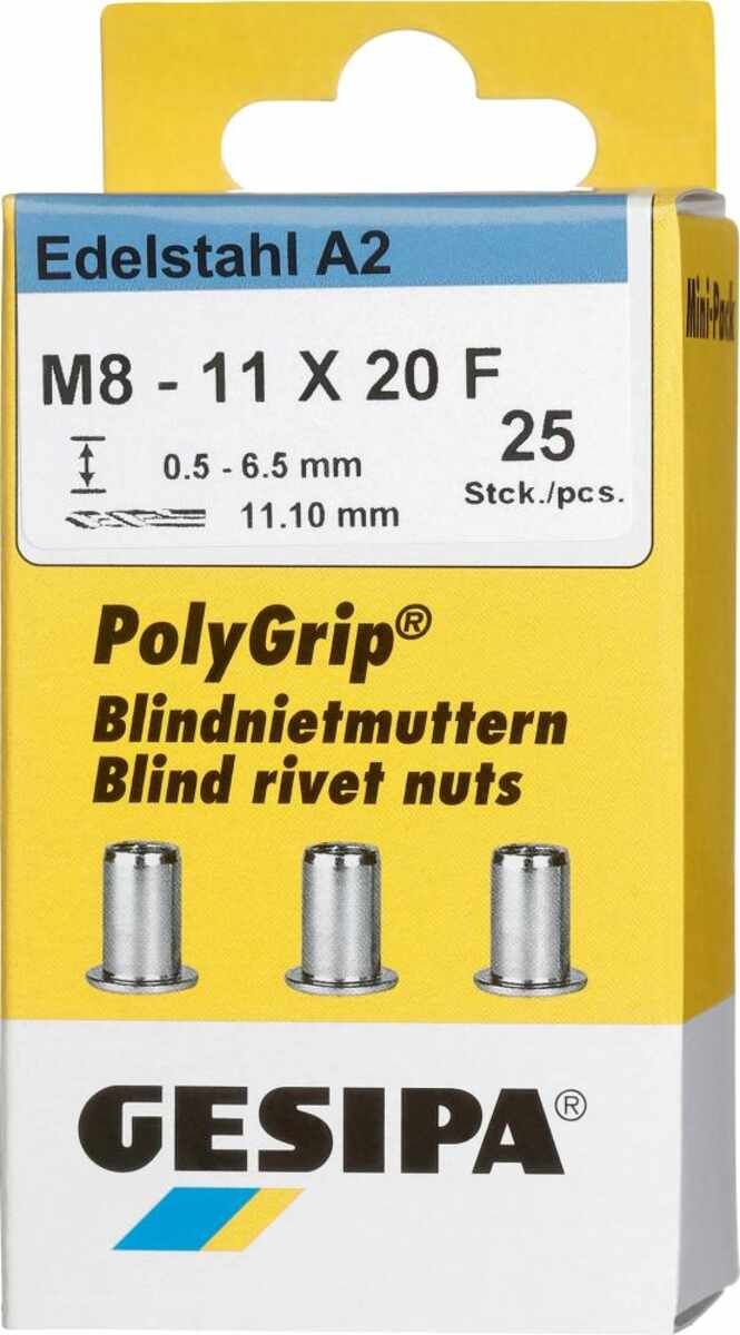 Bl.Nietm. VA Minipack Polygrip A2 M8 x 11 x 20