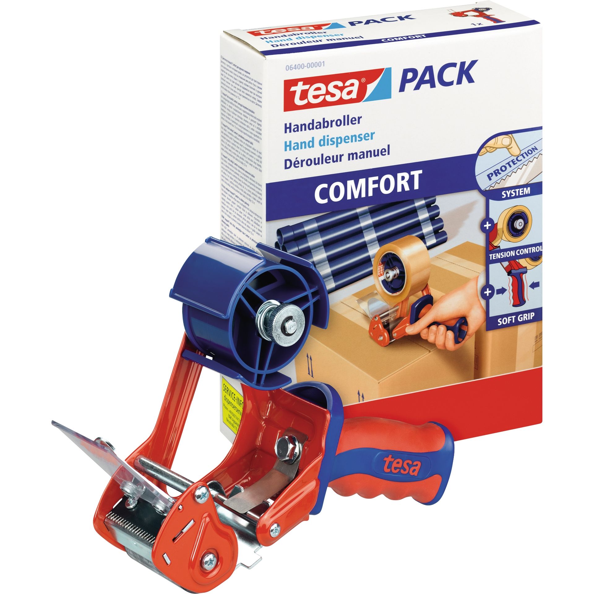 Handabroller PACK COMFORTfür Packband-Rollen bis 50m tesa