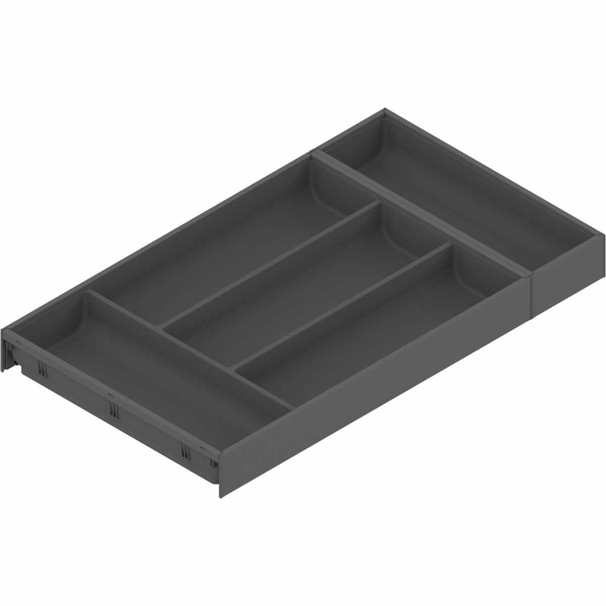AMBIA-LINE Besteckeinsatz, für LEGRABOX/MERIVOBOX Schubkasten, Kunststoff / Stahl, 5 Besteckfächer, NL=550 mm, Breite=300 mm, oriongrau matt