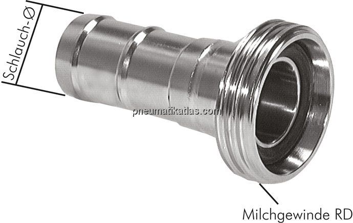 Schlauchgewindestutzen (Milchgew.) Rd 52 x 1/6"-25 (1")mm
