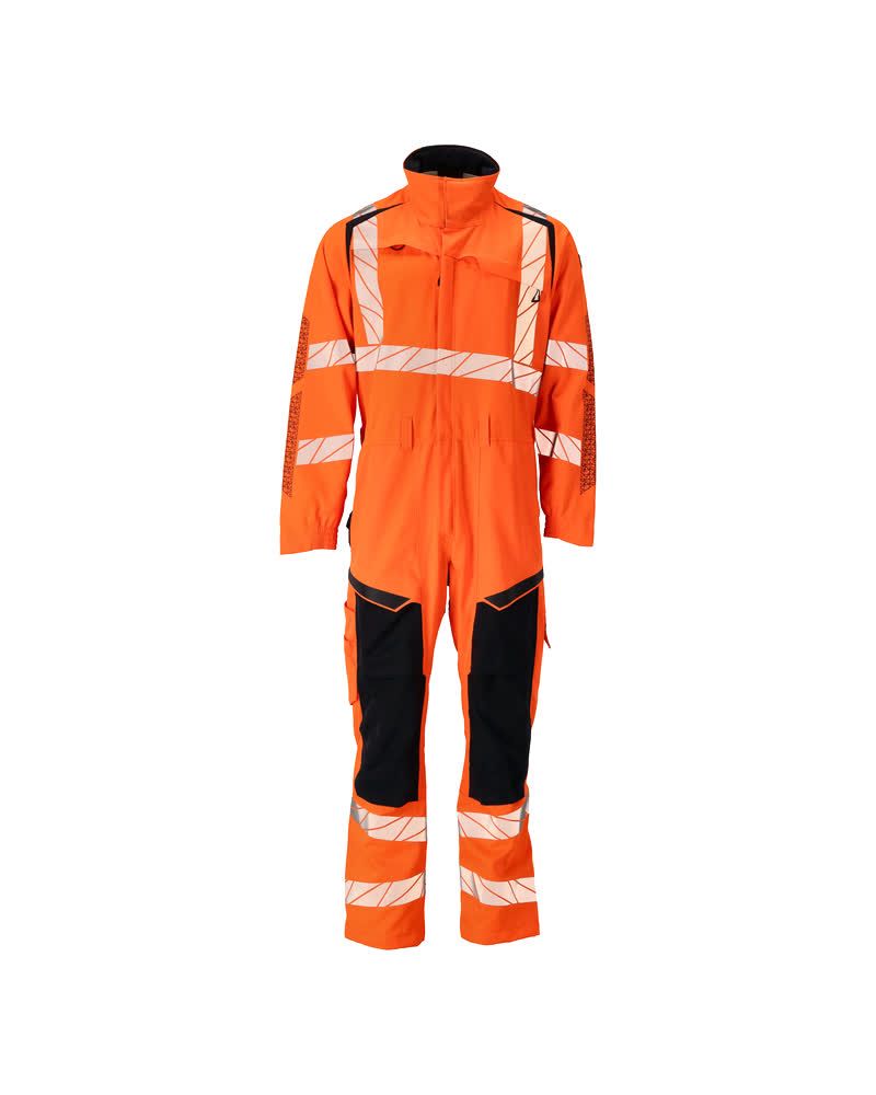 Overall mit Knietaschen Hi-vis Orange/Schwarzblau, 2XL