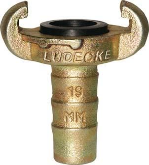 Klauen-Schlauchkupplung DIN 3489, Temperguss, Tülle 19mm, 3/4" LÜDECKE