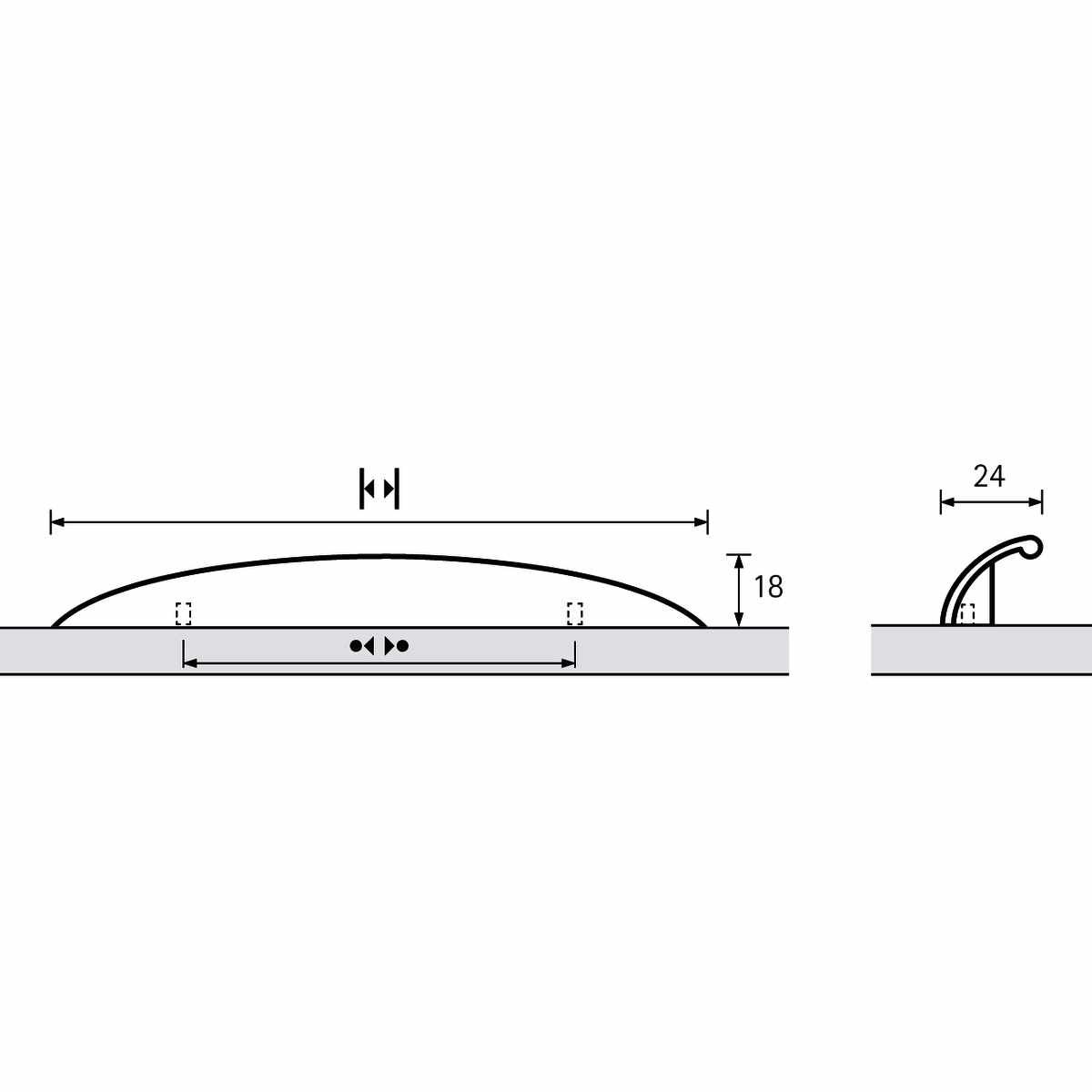Griff Trento, Bohrabstand 96, L 171 mm, B 24 mm, H