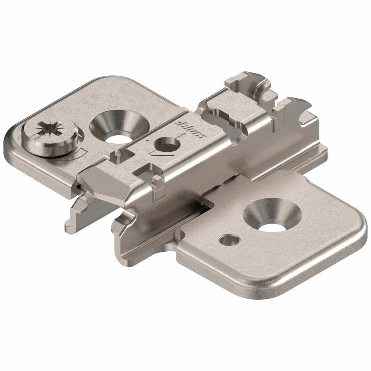 CLIP Montageplatte, kreuz, 3 mm, Stahl, zum Schrauben für Spanplattenschrauben, HV: Exzenter, vernickelt