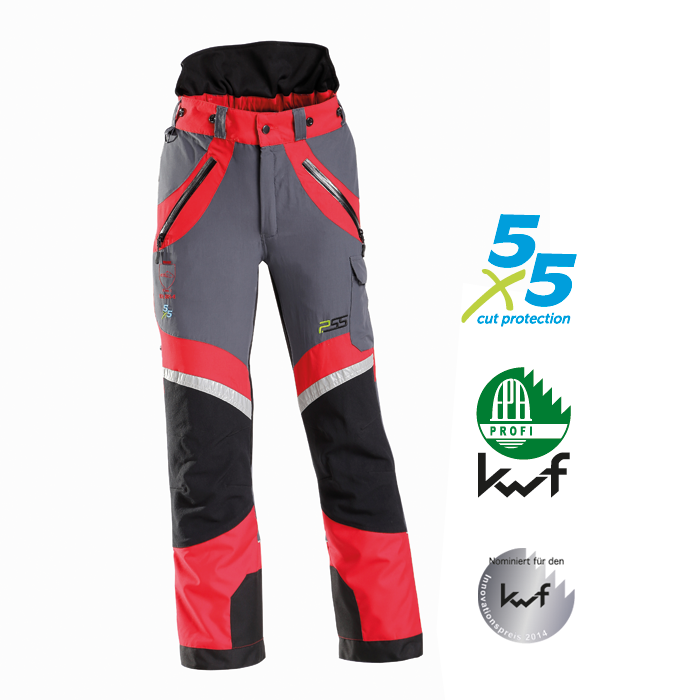 PSS X-treme Schnittschutzhose Light rot/grau - Gr. 52