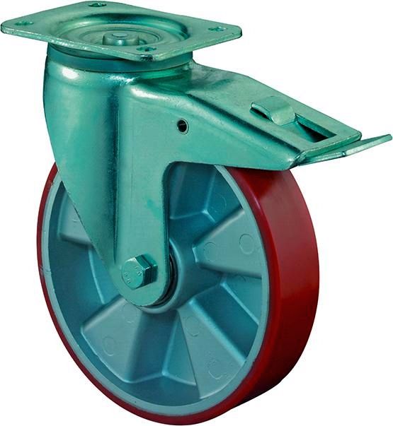 Lenkrolle 200mm L620.B90 Pl.,Polyure Guss,KL,Fest L620.B90.200