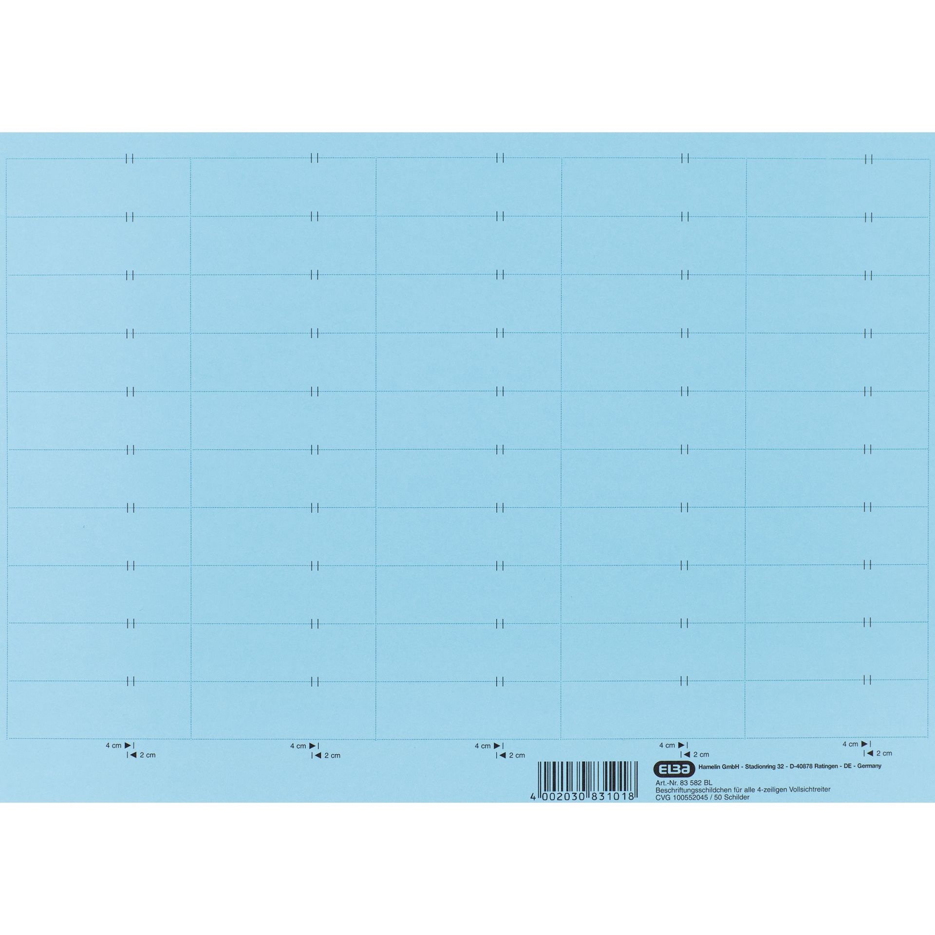 Beschriftungsschild 160g Karton blau 10x50St.
