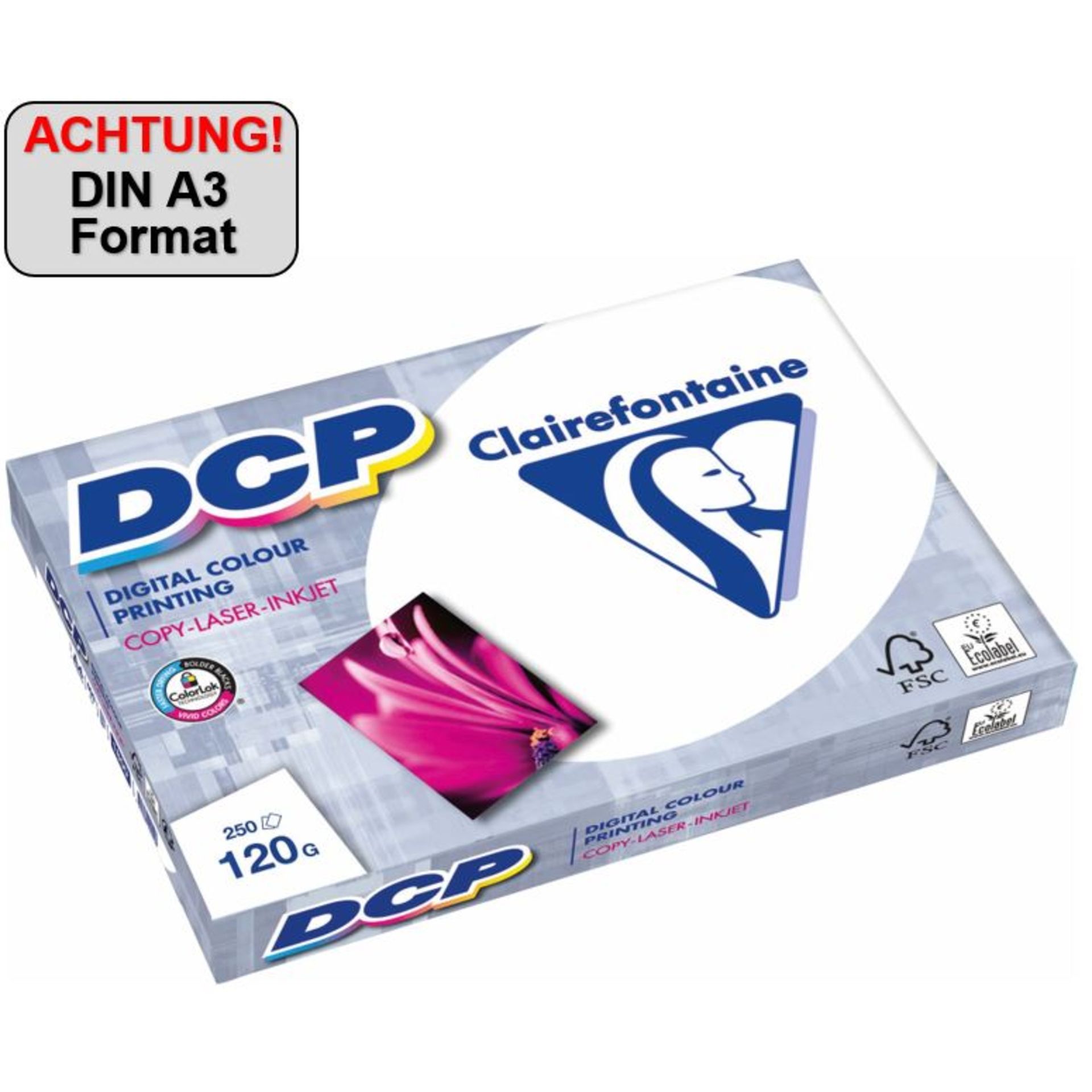 Farblaserpapier DCP DIN A3 120g ws 250 Bl./Pack.