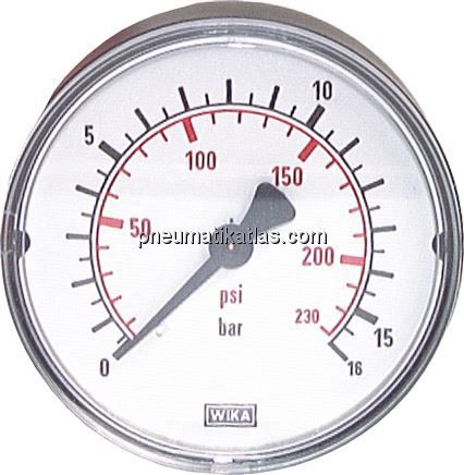Manometer waagerecht (KU/Ms), 40mm, -1 bis 0 bar, G 1/8"