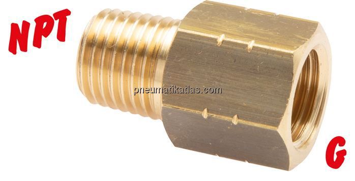 Reduziernippel NPT 1/8"(AG)-G 1/8"(IG), Messing