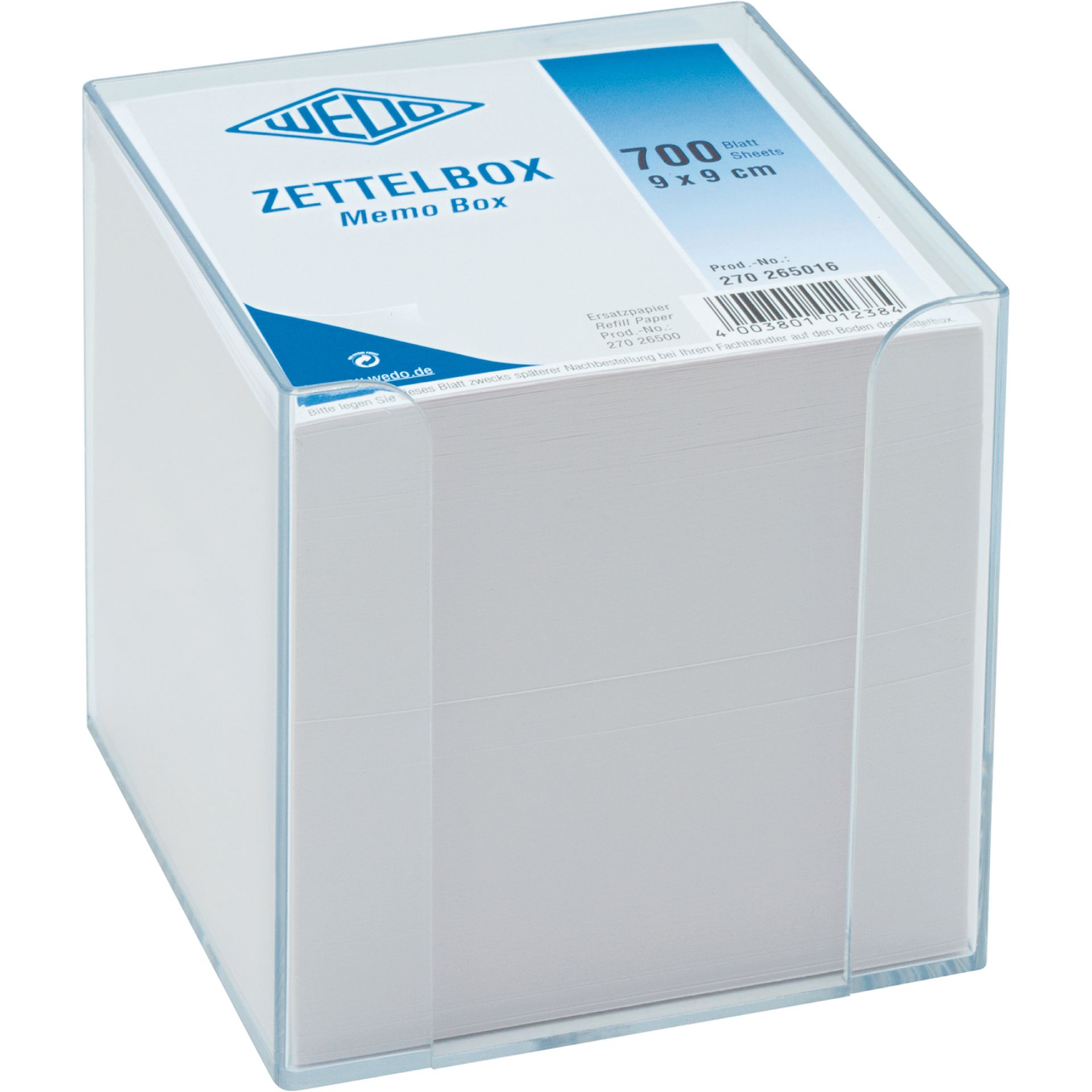 Zettelbox 95x95mm gefüllt tr
