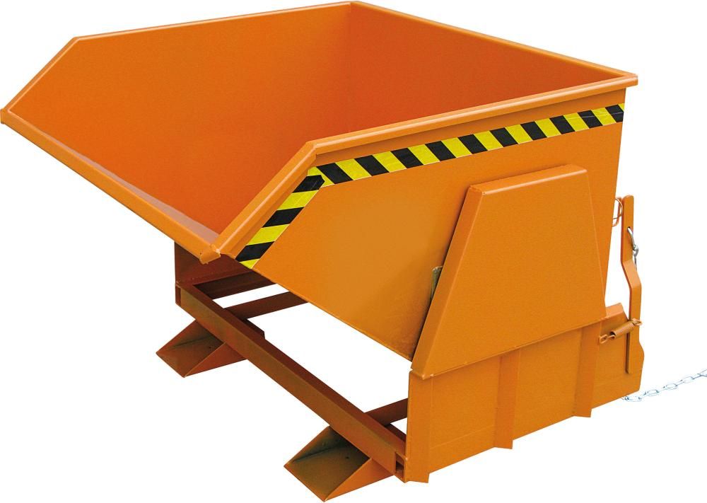 Kippbehälter 300 l B750xT1260xH910 mm RAL2004,Tragkraft 1000kg m.geschützten Abrollkufen