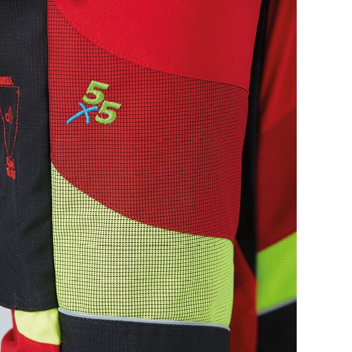 PSS X-treme Schnittschutzhose Breeze rot/gelb - Gr. 58