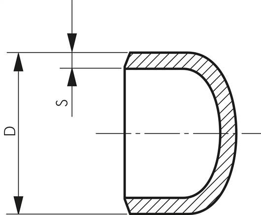 Rohrkappe 21,3x2,0mm, 1.4571, ähnlich DIN 28011