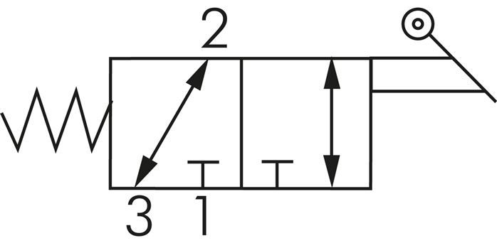 3/2-Wege Handhebelventil, Federrückstellung, G 1/8"