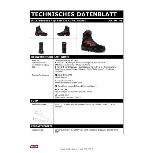 ELTEN MICK Sicherheitsstiefel High S3S ESD, Schwarz, Gr. 45