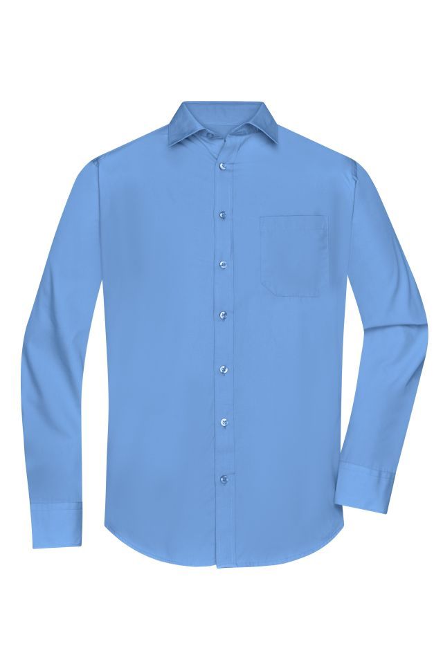 Men's Shirt Longsleeve Poplin Klassisches Shirt aus pflegeleichtem Mischgewebe blau, Gr. S